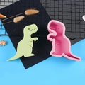 Ensemble de moules dinosaure en silicone avec presse 3D et emporte-pièce pour gâteau - Style T-Rex Rose (50-2951-A)