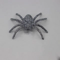 Sparkly silver glitter spider toy for Halloween decorations and prank prop displays - Silver