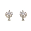Candlestick geometric earrings in silver finish with sparkling cubic zirconia stones - Candlestick - Silver