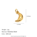 18K gold plated stainless steel croissant pendant charm for DIY jewelry, 14mm size - Croissant Pendant - Gold