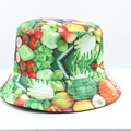 Reversible bucket hat featuring vibrant all-over vegetable prints and sun protection style - Multi-color Vegetable Print