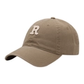 Casquette de baseball kaki en coton avec broderie lettre R ivoire et visière courbée - Adulte Réglable / Khaki Foncé