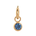 Gold-plated pendant featuring a round-cut blue gemstone with a sleek circular bail - December Birthstone Pendant/Light Blue