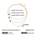 Three-layer 18k gold plated stainless steel layered necklace with small round pendant - 3-Layer Simple Thin Chain Pendant Necklace (JDN2401004)