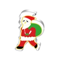 Close-up of Santa Claus shaped stainless steel cookie cutter with colorful festive details - Santa with Sack 7242