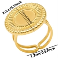 Detailed view of golden oval ring showing precise 2.0cm length and adjustable dimensions - Radiating Oval Medal