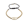 Pulsera ajustable de cordón negro con cuentas doradas y dije de candado corazón con circonitas - Dorado Corazón