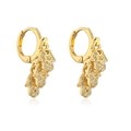 Detail von 18K vergoldeten Creolen mit Zirkonia-besetzten Fatima-Hand-Anhängern - Klarer Zirkonia / Transparent/Gold