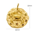 Close-up of 22mm 14K gold stainless steel Cancer zodiac pendant with colorful gems - Cancer