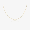 Minimalistische S925 zilveren ketting in goud met 7 ronde zirkonia bedeltjes - 925 zilver / 18K goud