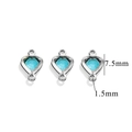 Blue heart crystal stainless steel pendant connectors with 7.5mm height for jewelry DIY - 2-Hole-Sky Blue / Steel