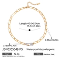 Collana a graffetta dorata in acciaio inossidabile 18K, design impermeabile e ipoallergenico - Collana (JDN0305048-PS)