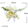 Elegant white orchid wedding wrist corsage with silk ribbon for bridesmaids - White Green - Wrist Corsage