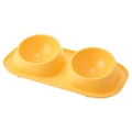 Yellow non-spill double pet feeder bowl made of durable plastic for cats and dogs - Yellow (Single Bowl Style) / 41*22.5*8.5cm