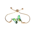 Adjustable golden box chain bracelet featuring a green crystal butterfly with zircon inlay - AB Green
