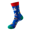 Blaue Halloween-Baumwollsocken mit Pixel-Geisterhaus- und Kürbis-Mustern für Unisex - Einheitsgröße / Blaues Pixel Thema (295)
