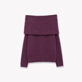 Jersey de punto de manga larga con hombros descubiertos y cuello vuelto en color púrpura - S / Morado