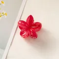 Large ruby red gradient plumeria hair claw clip with floral accent for women - Orange Red [4cm Mini]