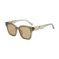 Modern oversized square sunglasses with amber brown lenses and translucent grey frames - Transparent Green Frame Tea Lens