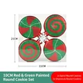 Set of 4 red and green painted round Christmas ornaments in a 21x21cm display box - 10cm Red & Green Painted Set (4 Pcs)