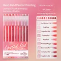 Lip Glaze Red series 9-piece journaling pen set with various red and pink ink tones - Lip Glaze Red 9-Color Set