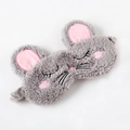 Detail of gray plush mouse sleep mask with soft fur texture and pink inner ears - Grey Mouse