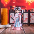 Detail of a Chinese style cartoon girl figurine with fan and traditional decorations - Large Fan Style (1218-1D)