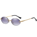Randlose ovale Sonnenbrille mit lila Verlaufsgläsern und goldenen Metallbügeln - Goldrahmen Grau Verlaufs