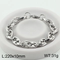 Bracciale a catena a naso di maiale in acciaio titanio argento, lungo 220mm e largo 10mm - Argento-10mm di Larghezza(KB186668-Z)