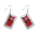 Vintage acrylic tarot earrings featuring the Justice card pattern and silver hooks - Justice-C100