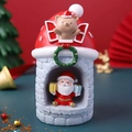 Christmas pet figurine with Santa and teddy bear in a festive brick tower house display - 2109-2A Santa (Star Light) / Piece