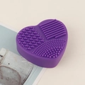 Purple heart-shaped silicone makeup brush cleaning mat with various textures - Heart-shaped Dry Cleaning Box / Purple