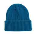 Peacock blue winter knit beanie hat with thick vertical ribbed texture for adults - Deep Lake Blue