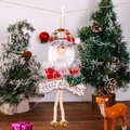 Christmas Santa hanging ornament with Feliz Navidad sign and jingling gold bells - Long Sign Bell Santa