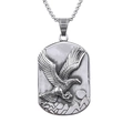 Zilverkleurige roestvrijstalen adelaarshanger aan boxketting met reliëf van bergen - Eagle Mountain Scene Relief Stijl (D0509) / Staalkleur