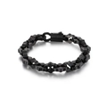 Pulsera punk negra mate de acero inoxidable con diseño de cadena industrial - Negro Mate (KB121536-KFC)