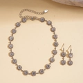 Exquisite silver flower necklace and earrings set with shimmering crystal rhinestones - Silver Flower 2-Piece Set (Necklace + Stud Earrings)