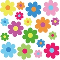 54Pcs colorful cutout flower decorations in various sizes for spring bulletin boards - Colorful Flower Decoration Set