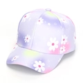 Kids purple tie-dye baseball cap featuring white daisy floral prints for sun protection - 52-54cm / 6# Purple Daisy