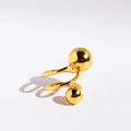 Polished gold spiral planet ring with wide minimalist lines and double spheres - One Size / Gold