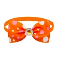 Orangefarbene gepunktete Haustier-Fliege mit gelbem Strass und Gummiband - Orange gepunktet mit Strass