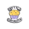 Spilla creativa in smalto a forma di cupcake viola con glassa gialla e scritte buffe - Stile Cuntmuffin (QHXZ706)