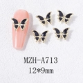 Detalle macro de adornos de uñas de mariposa negra con borde dorado, 12x9mm - Estilo de Borde Dorado Negro (A713)