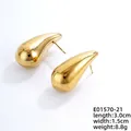 Polished gold teardrop punk earring with 3.0cm length and smooth metallic mirror finish - 1.5cm Wide (E01570-20)