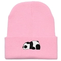 Rosa Strickmütze mit süßer Panda-Stickerei für winterliche Wärme und Mode - 54-60cm / Rosa