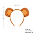 Pluche dierenoren hoofdband voor kinderen, schattig haaraccessoire, maat 20x17cm - Donkerbruine Aap Oren