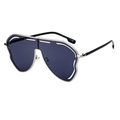 Oversized shield sunglasses with grey lenses and silver metal frame ZY-88271 - C3 Glossy Black Silver Frame Gray Lens