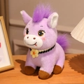 Süßer violetter Plüsch-Pony-Schlüsselanhänger mit Stickerei und kleiner Blumenkette - Flieder / 18cm