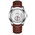 Elegante Herrenuhr mit kleiner Sekunde und braunem Lederarmband im Krokostil-Look - Braunes Lederarmband Weißes Zifferblatt