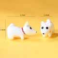 Miniature white resin puppy figurine for micro landscapes, dimensions 2.7x1.6x1.1 cm - White Dog